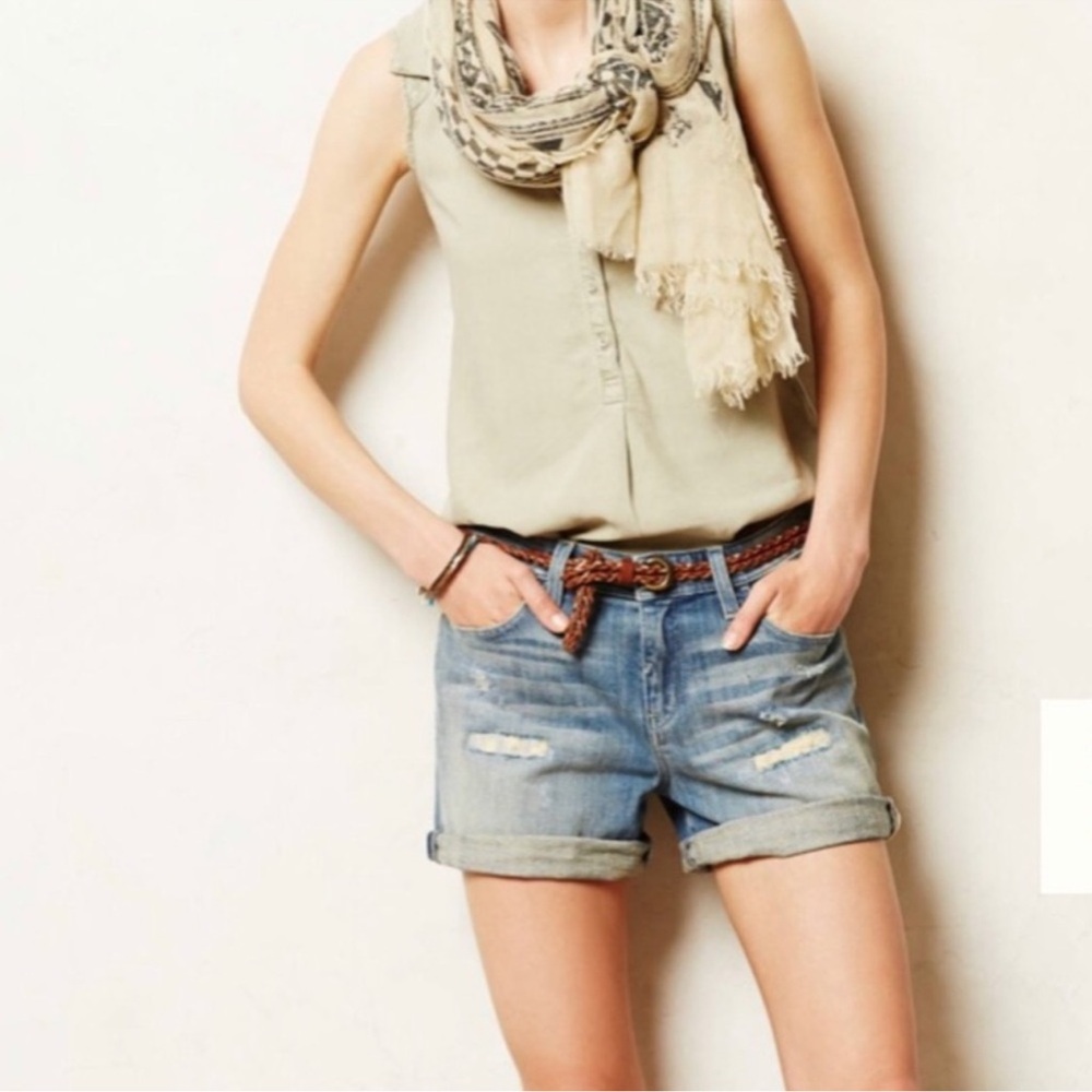 Anthropologie Pilcro and the Letterpress Hyphen Distressed Denim Shorts Size 29